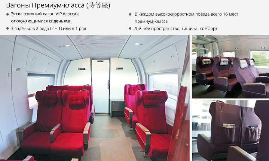 Вагоны Премиум-класса в китайских поездах